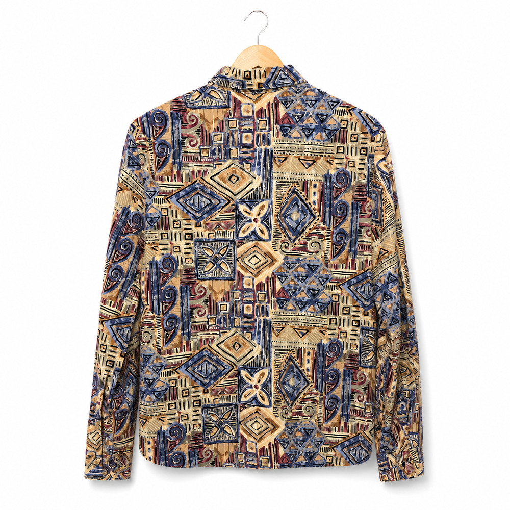 Vintage Panhandle Slim Top Womens Size Large Multicolor Tribal Geometric Print - Picture 2 of 11